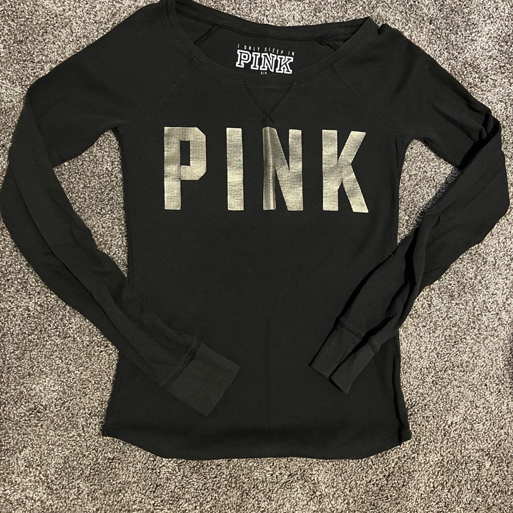 PINK Victoria's Secret Black Long Sleeve Top